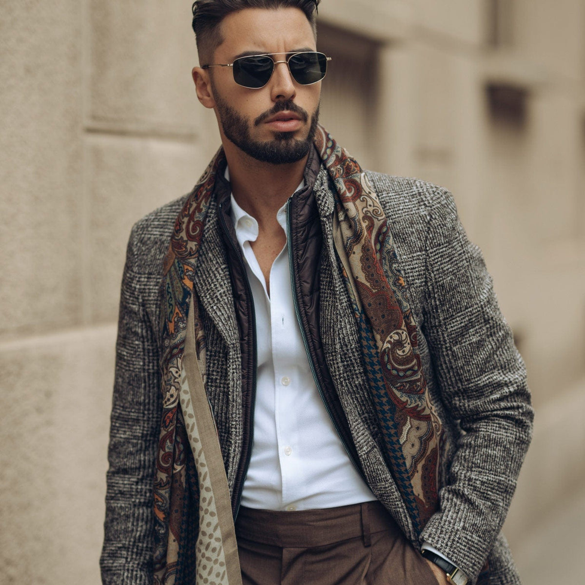 Best lightweight patterned Italian wool scarf