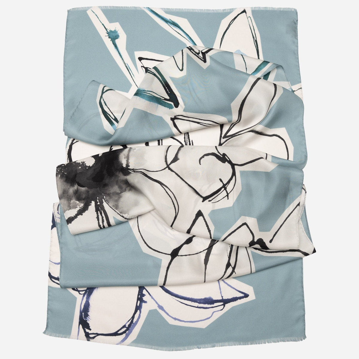 Women&#39;s Dusty Blue Long Silk Scarf