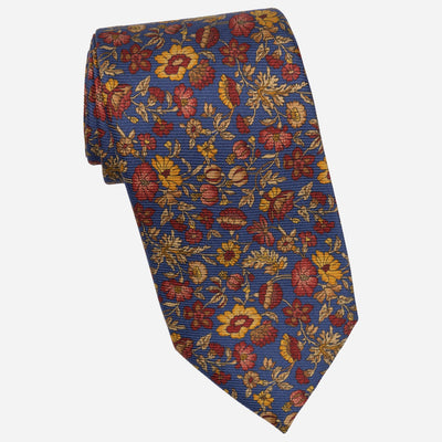 Blue Floral Madder Silk Tie