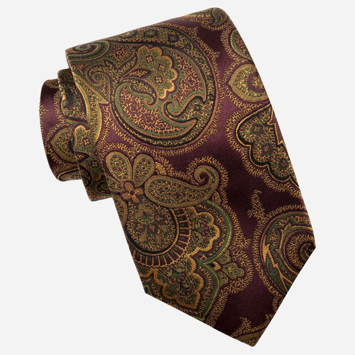 Burgundy Paisley Italian Silk Jacquard Tie