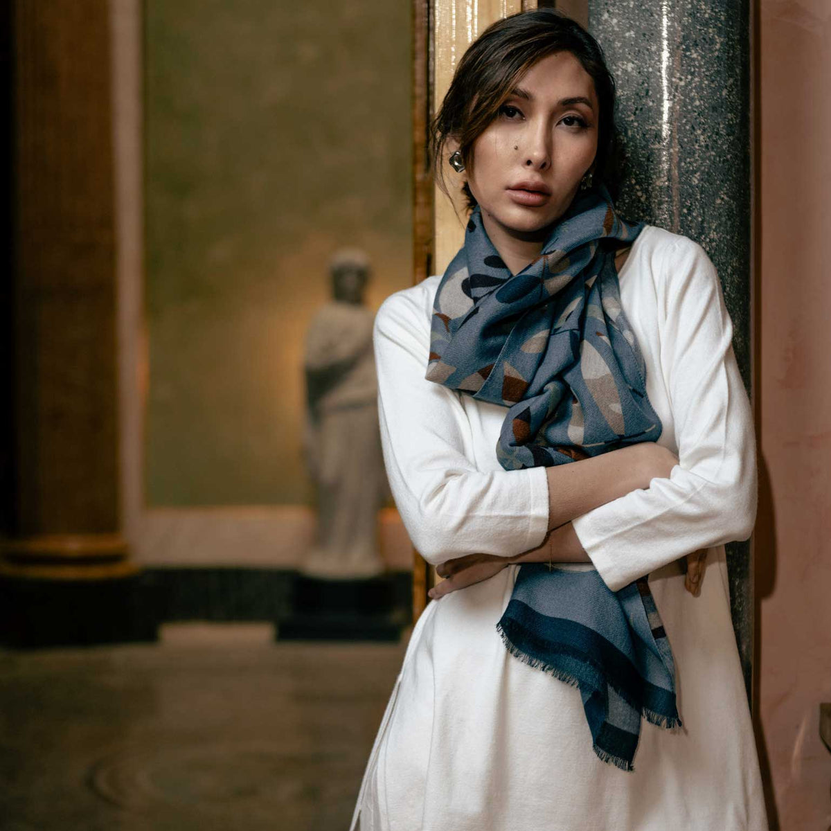 Sky Blue Lightweight Italian Wool Scarf