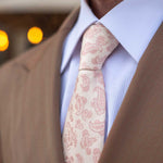 Pink Paisley Italian Designer Silk Tie
