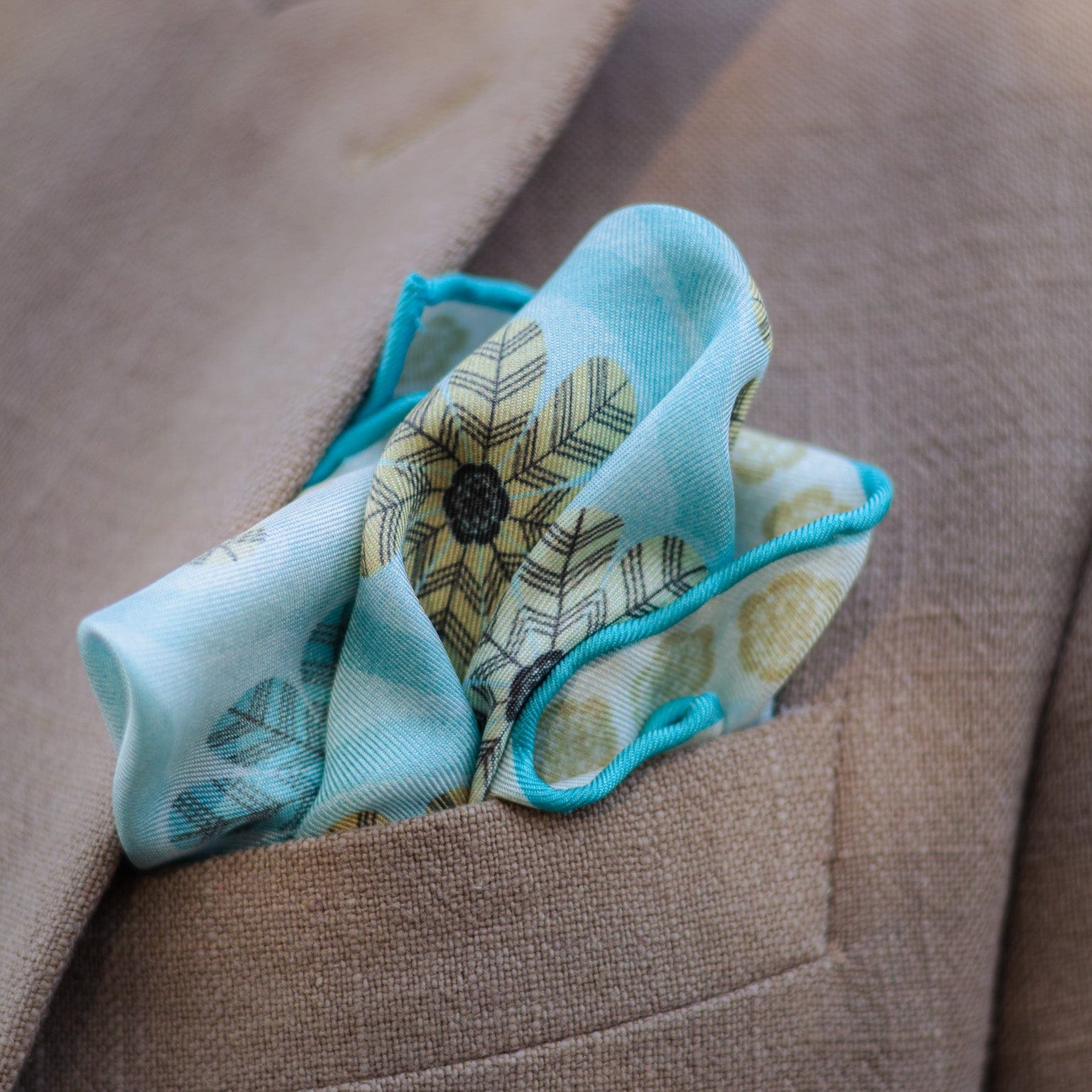 Aqua Luxury Silk Italian Pocket Square