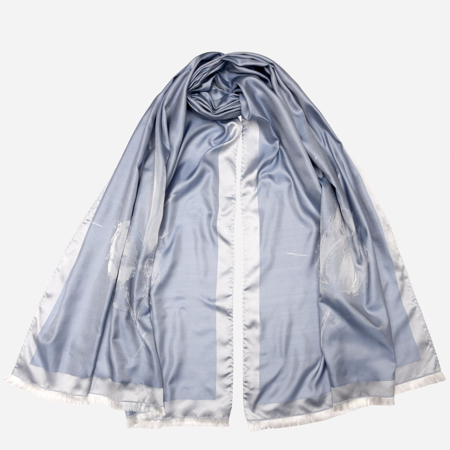 Sky blue silk evening 
scarf wrap