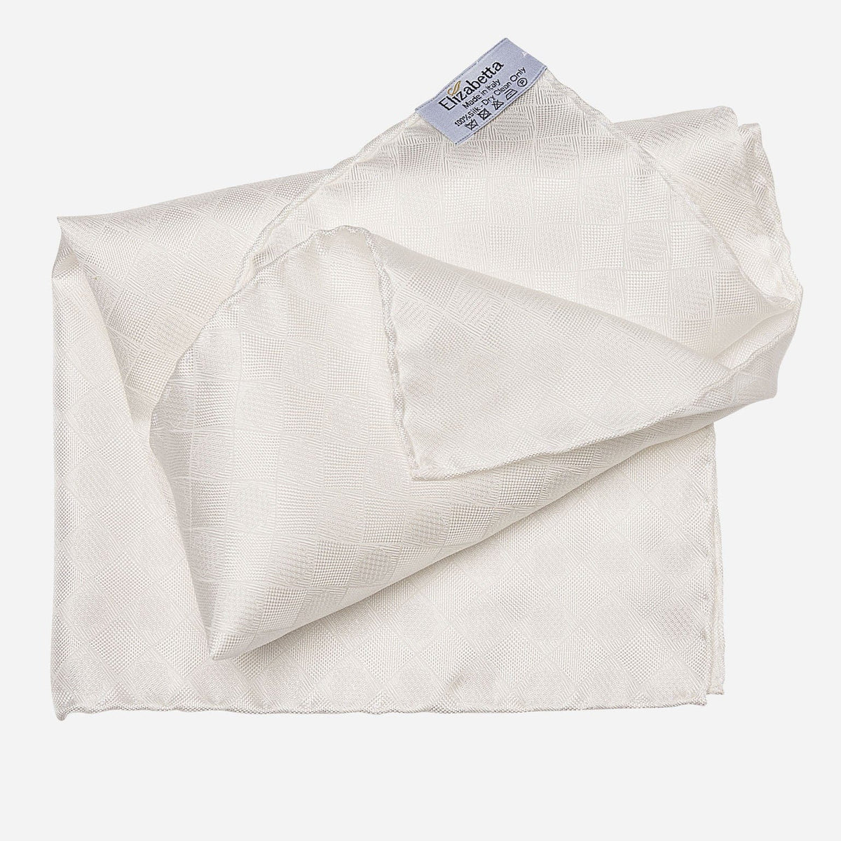 Large White Italian Silk Pocket Square