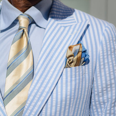 Luxury Italian hand rolled large silk pocket square for men