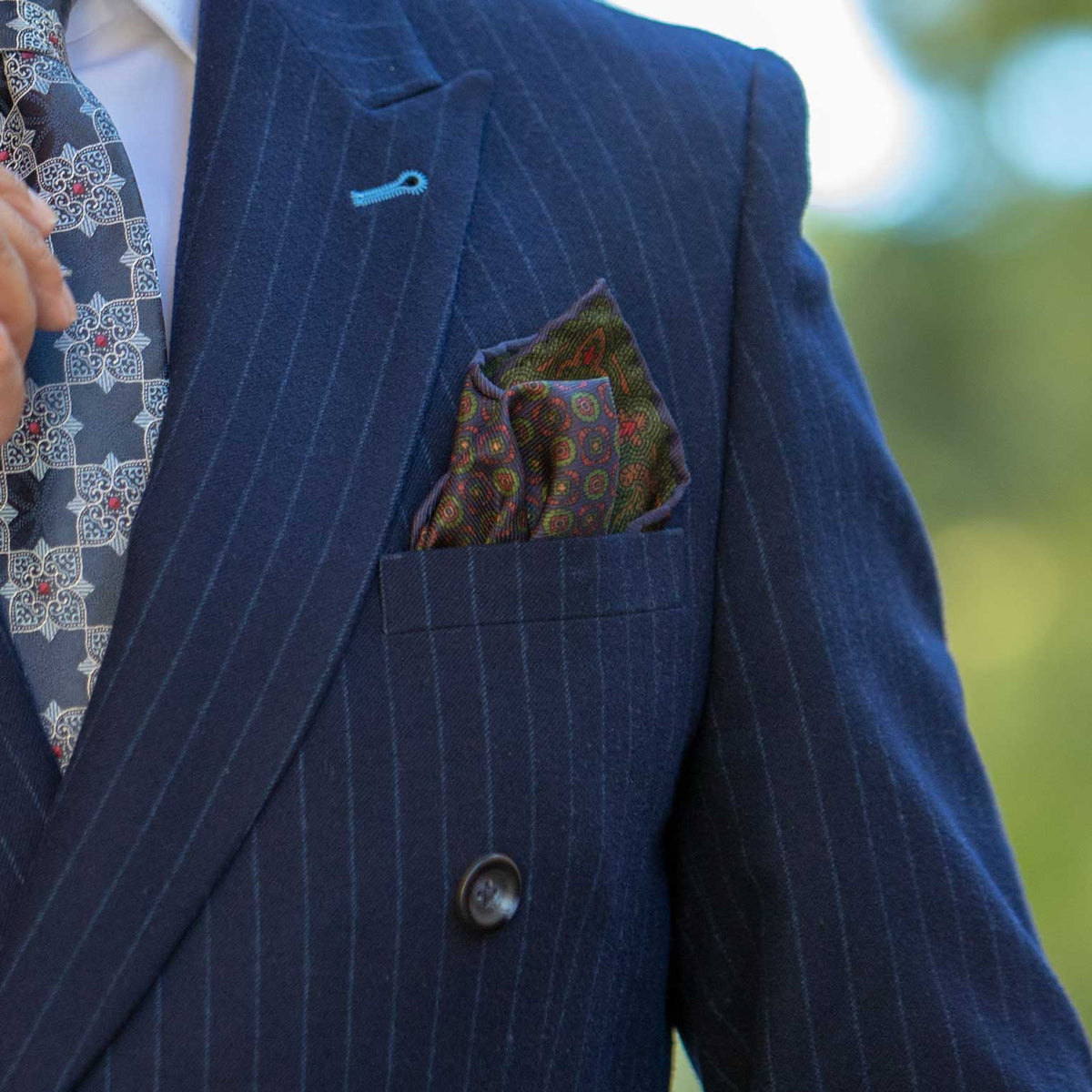 Men's luxury designer large silk pocket square made in Italy