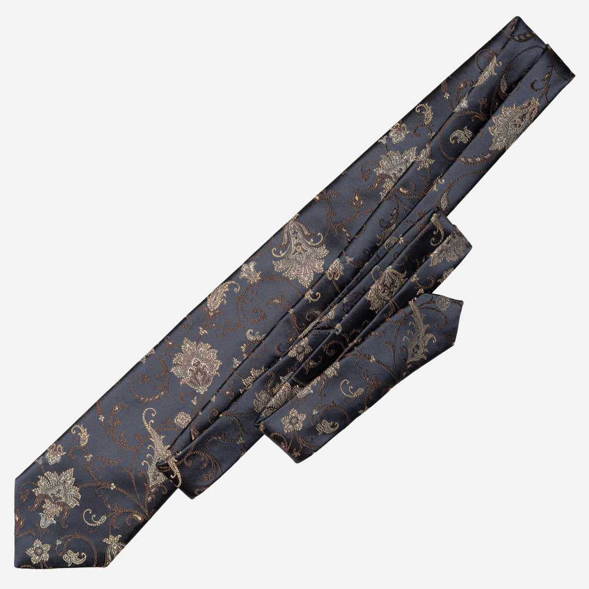 Italian Handmade Dark Blue Floral Silk Tie