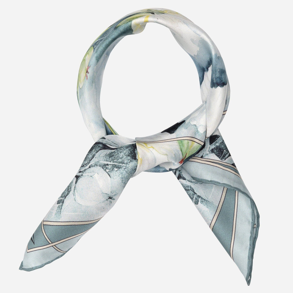 Women's Silk Bandana Floral Misty Blue