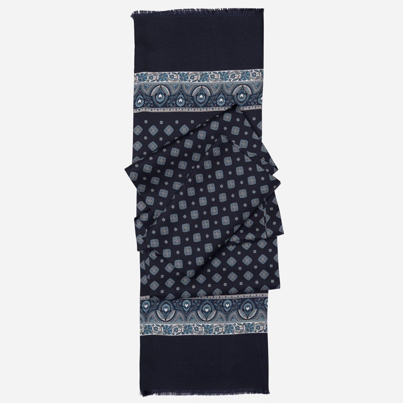 Italian Designer Navy Silk Scarf for Men