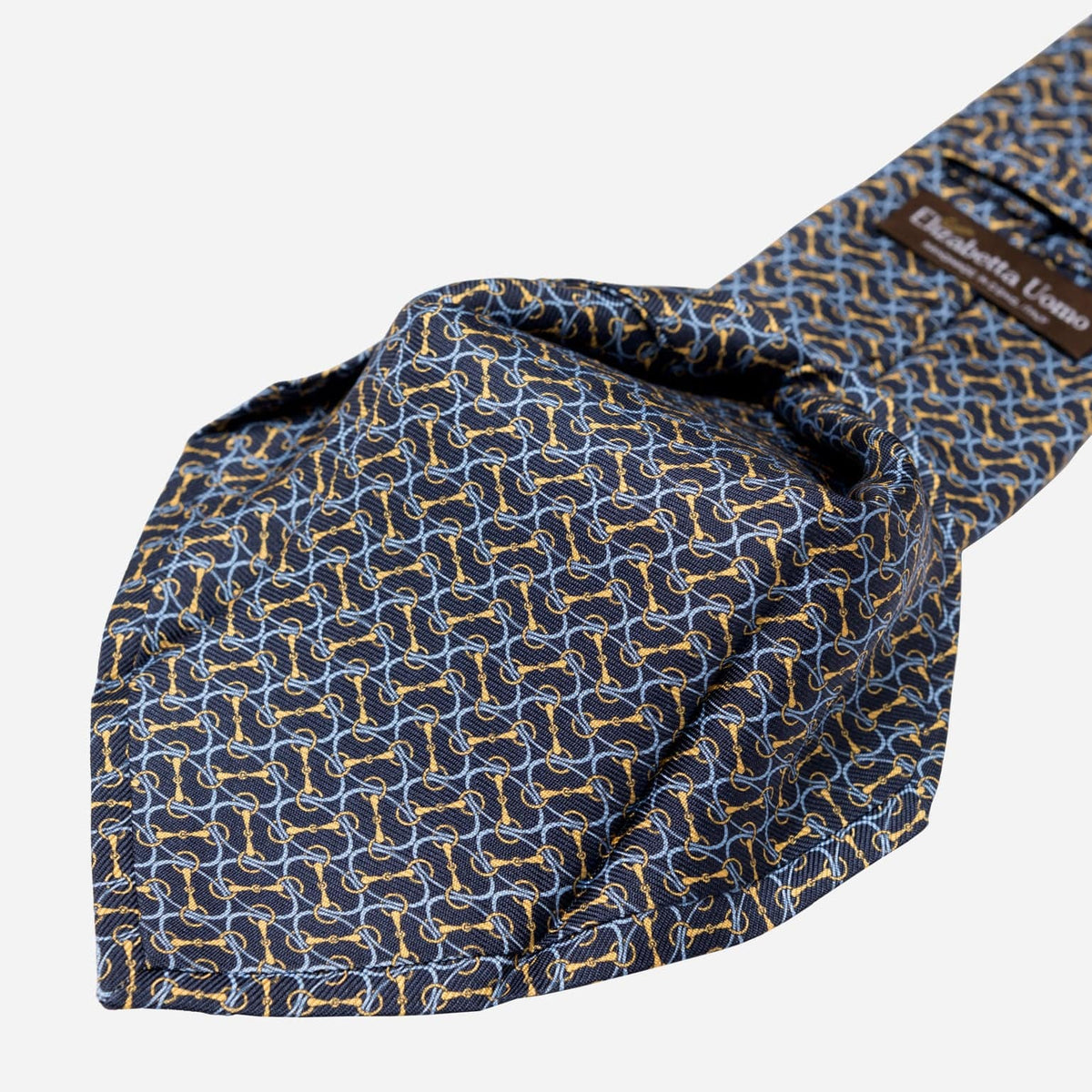 Navy Patterned Handmade Silk Tie