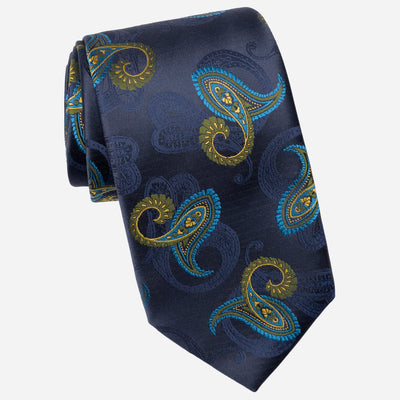Designer Navy Paisley Silk Tie