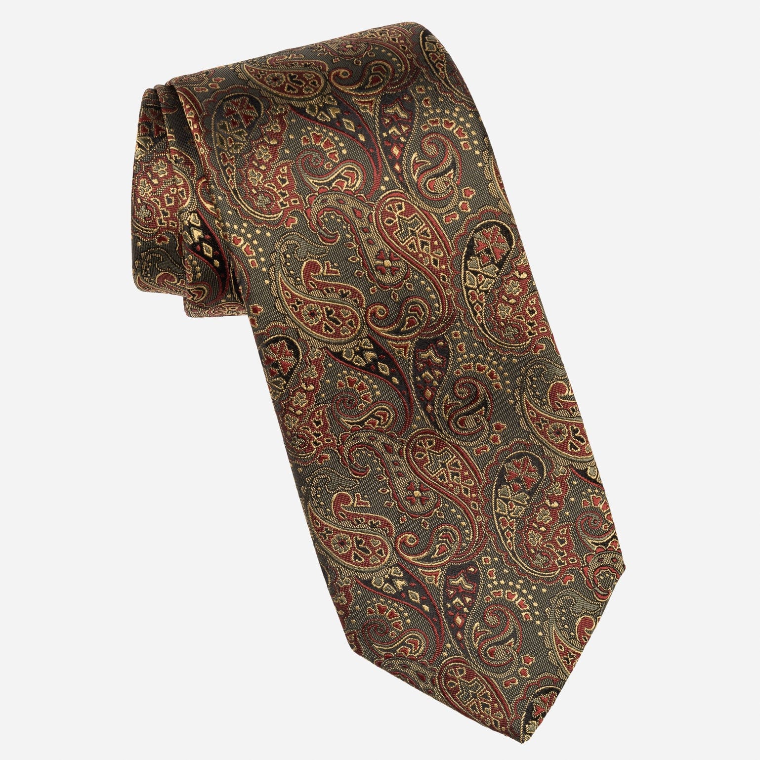Italian Green Paisley Handmade Silk Tie