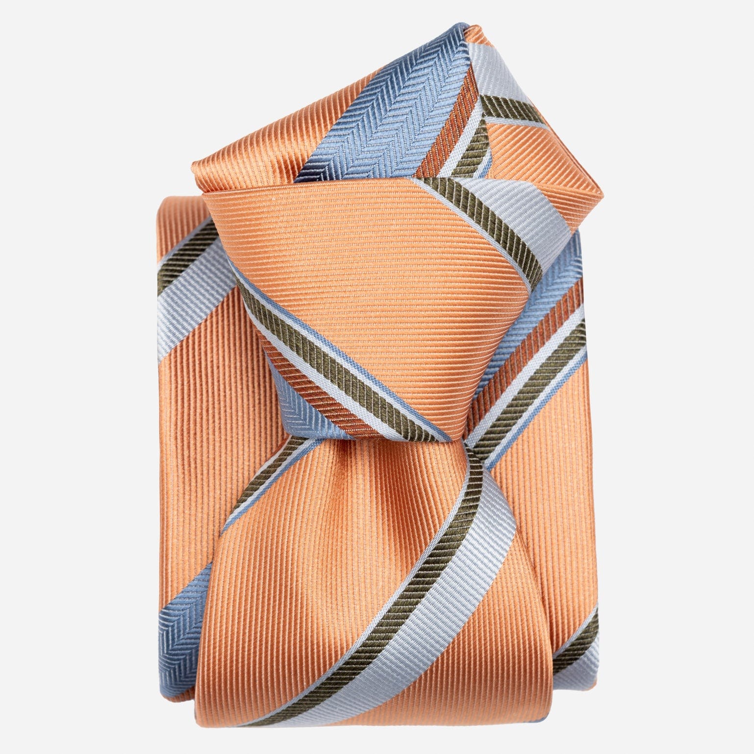 Light Orange Striped Italian Silk Tie