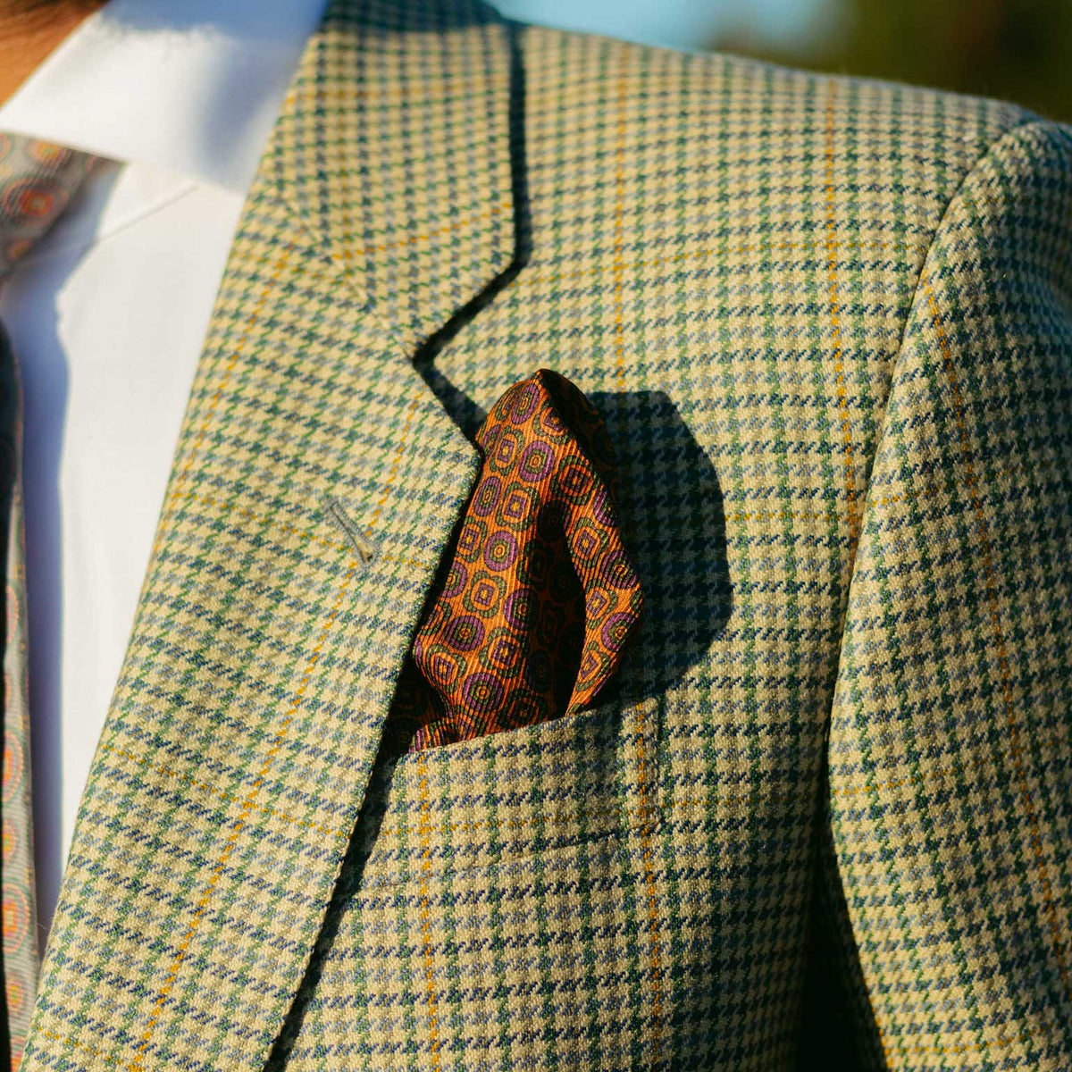 orange madder silk hand rolled large pocket square