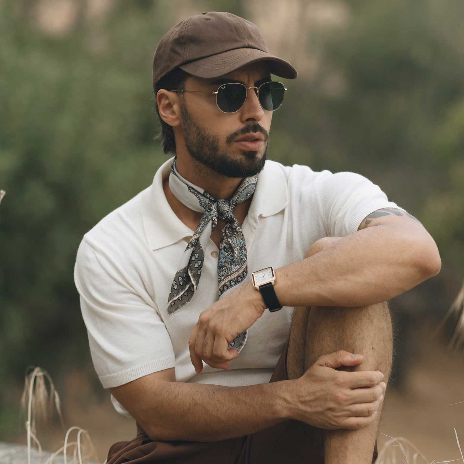 Italian Silk Neckerchief - Grey and Blue