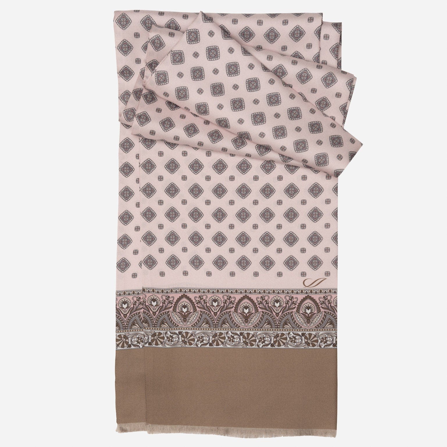 Italian Designer Men's Pink Silk Scarf