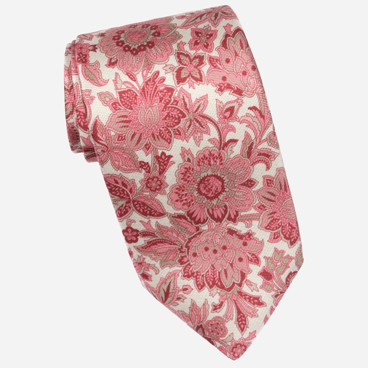 Pink Floral Handmade Italian Silk Tie 