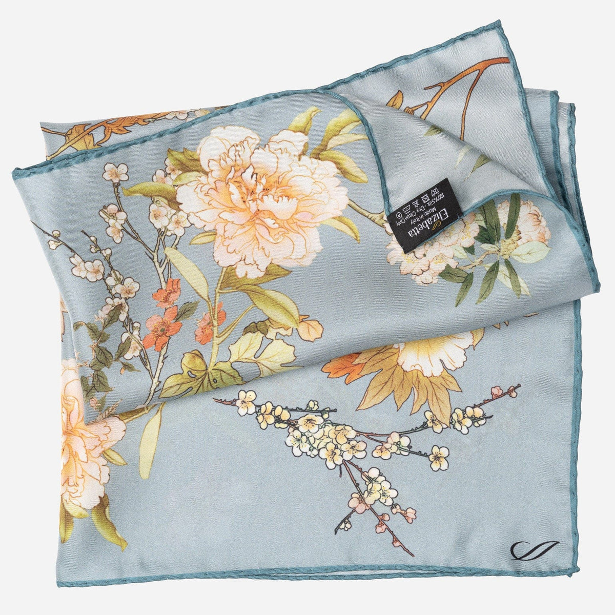 Women's Silk Bandana Floral Powder Blue
