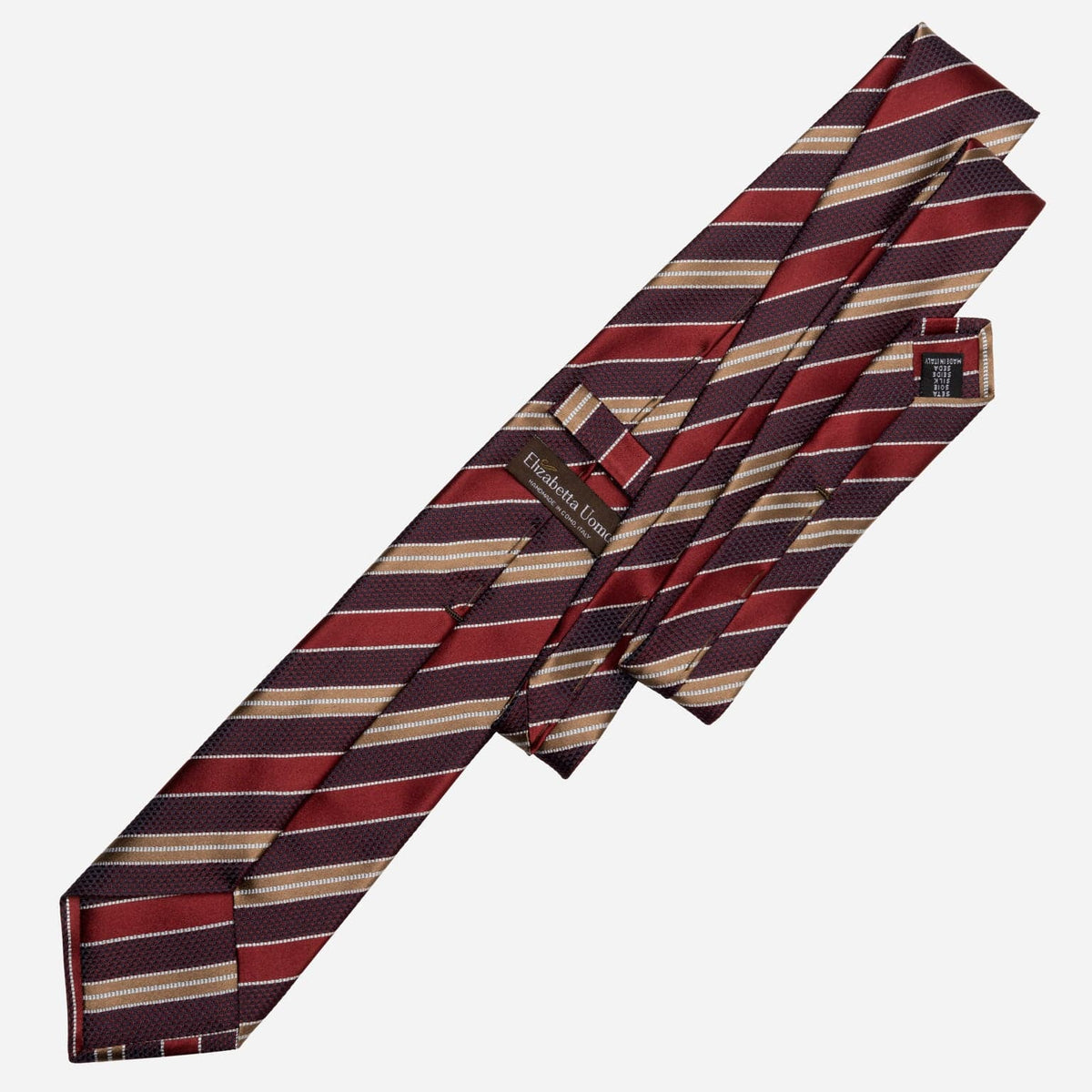 Red and Burgundy Stripe Italian Silk Tie