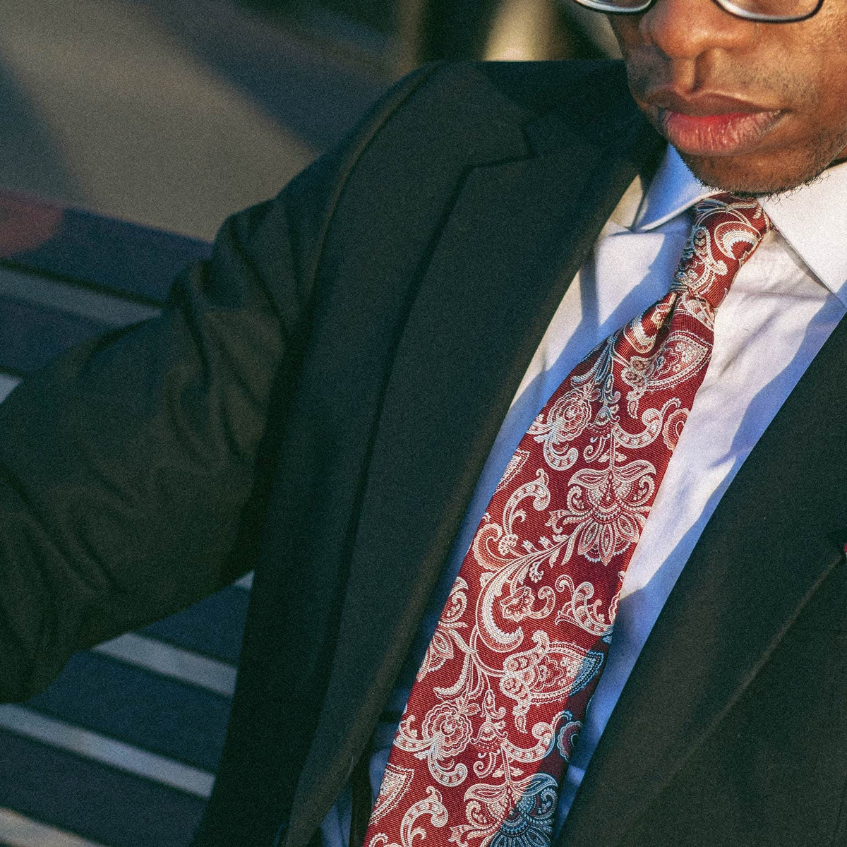 Handmade dark red paisley Italian silk tie