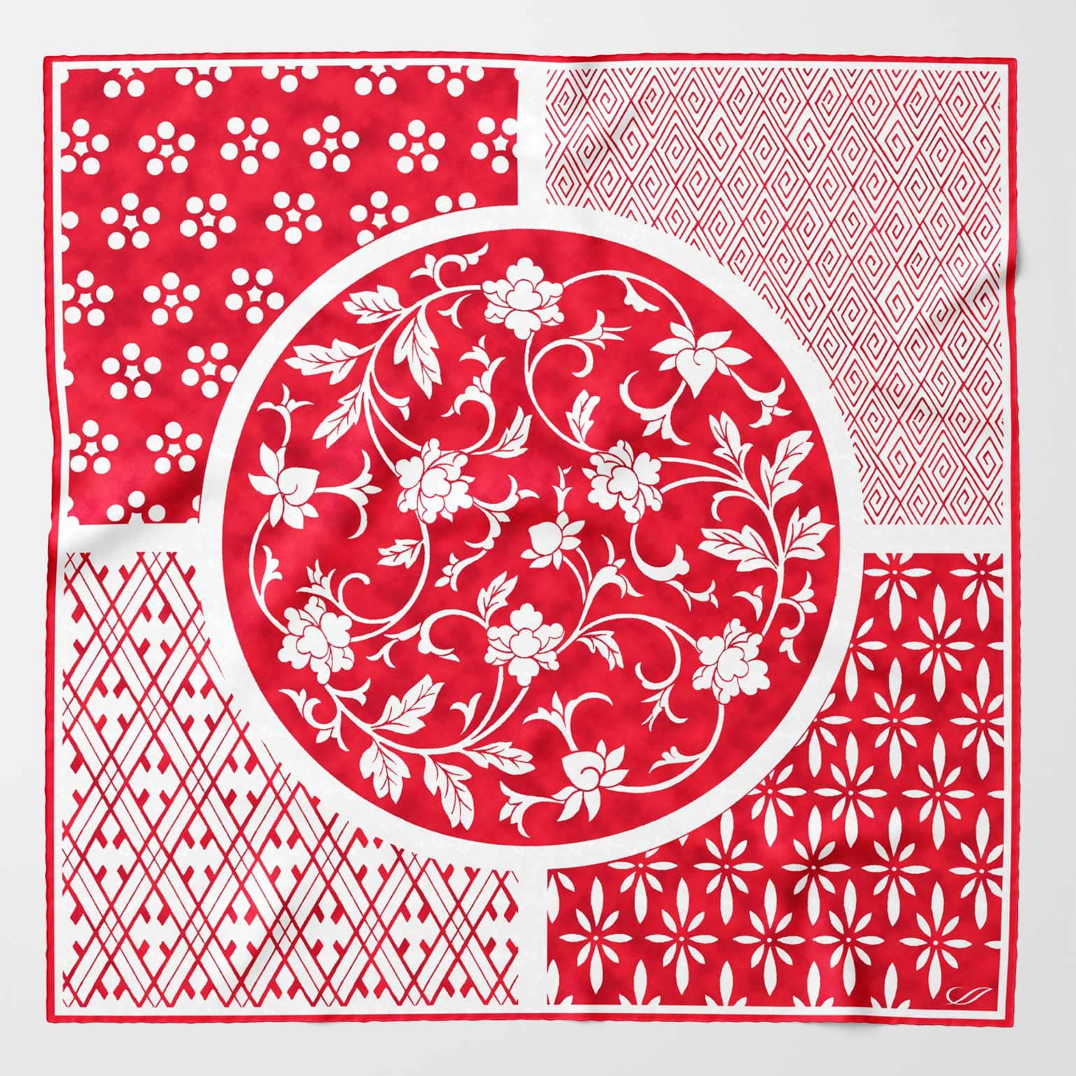 Luxury hand rolled red silk bandana neck scarf made in Italy