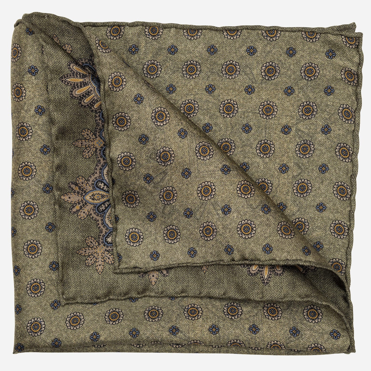 Sage Green Double Sided Silk Pocket Square
