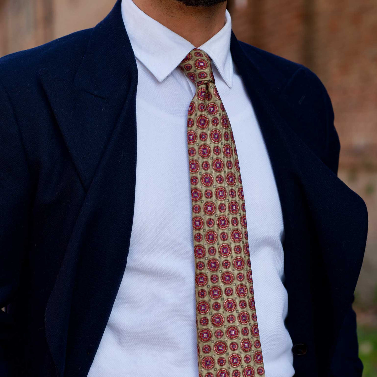 Italian handmade madder silk necktie