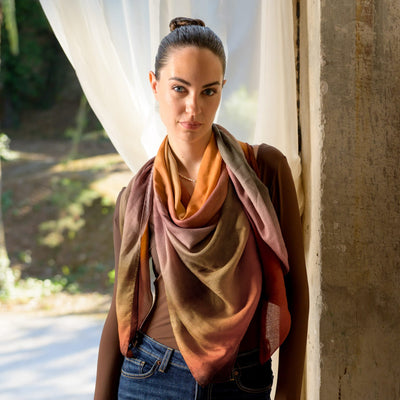 Sunset Red Modal Silk Square Scarf