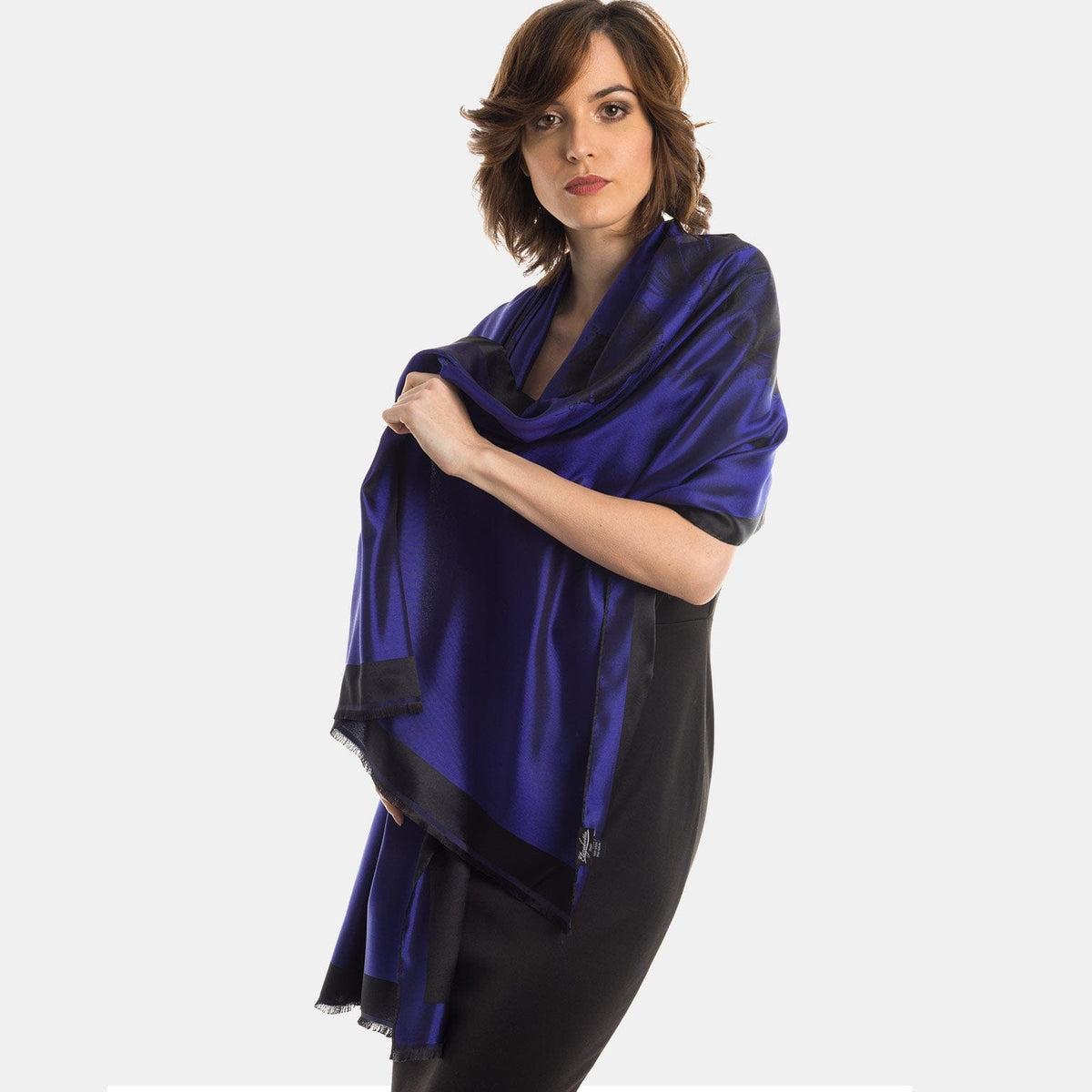 Sapphire Italian Silk Satin Shawl