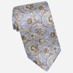 Handmade Italian Blue Floral Silk Tie