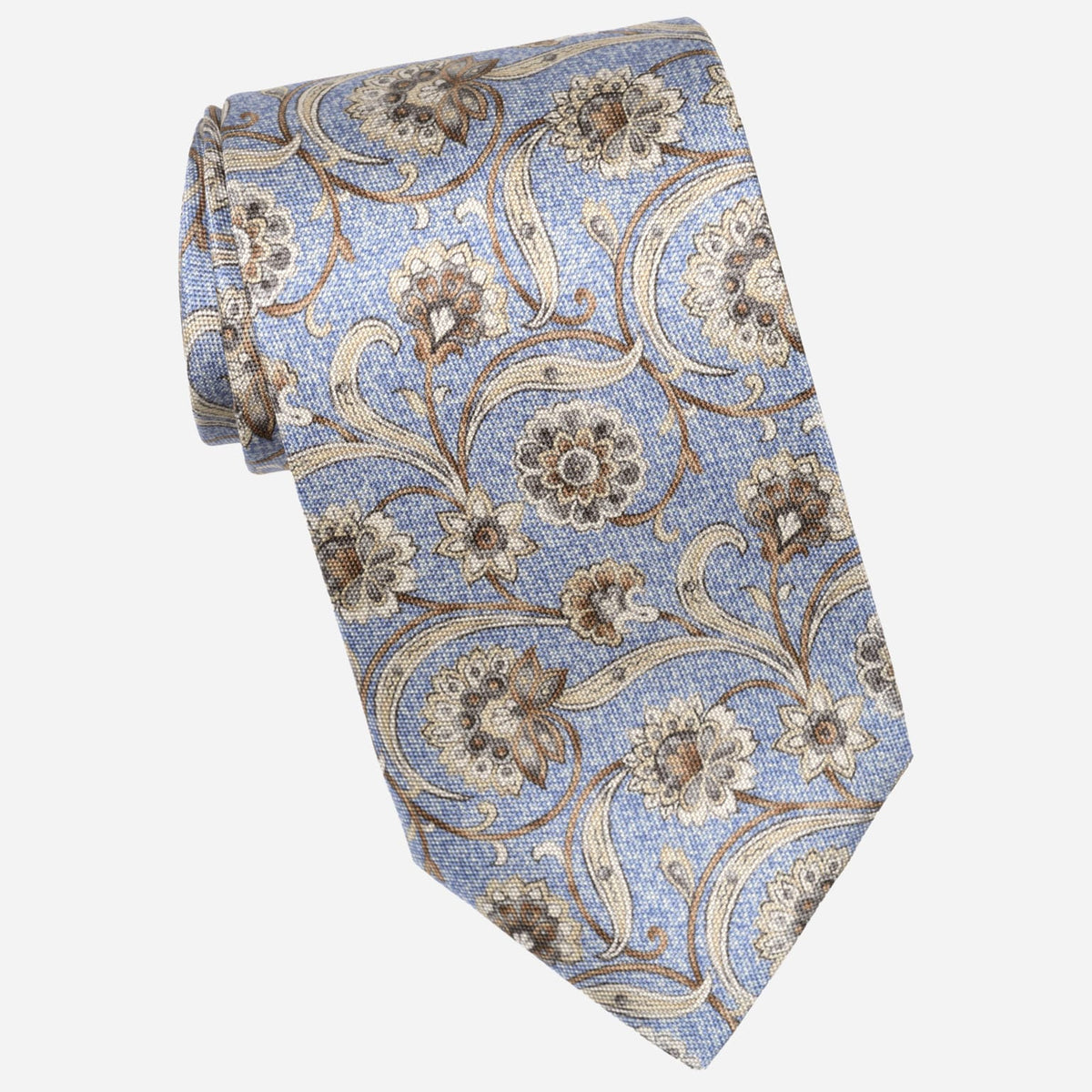 Handmade Italian Blue Floral Silk Tie