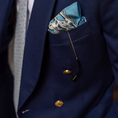 Light Blue Italian Silk Pocket Square