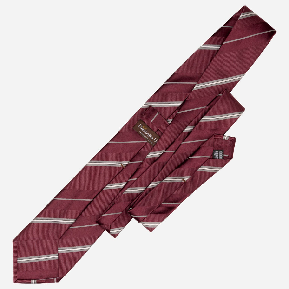 Burgundy Striped Italian Designer Silk Tie