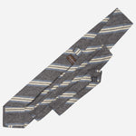 Dark Grey Striped Italian Designer Silk Tie