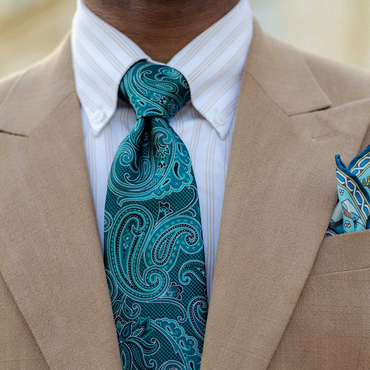 Turquoise Woven Paisley Italian Silk Tie