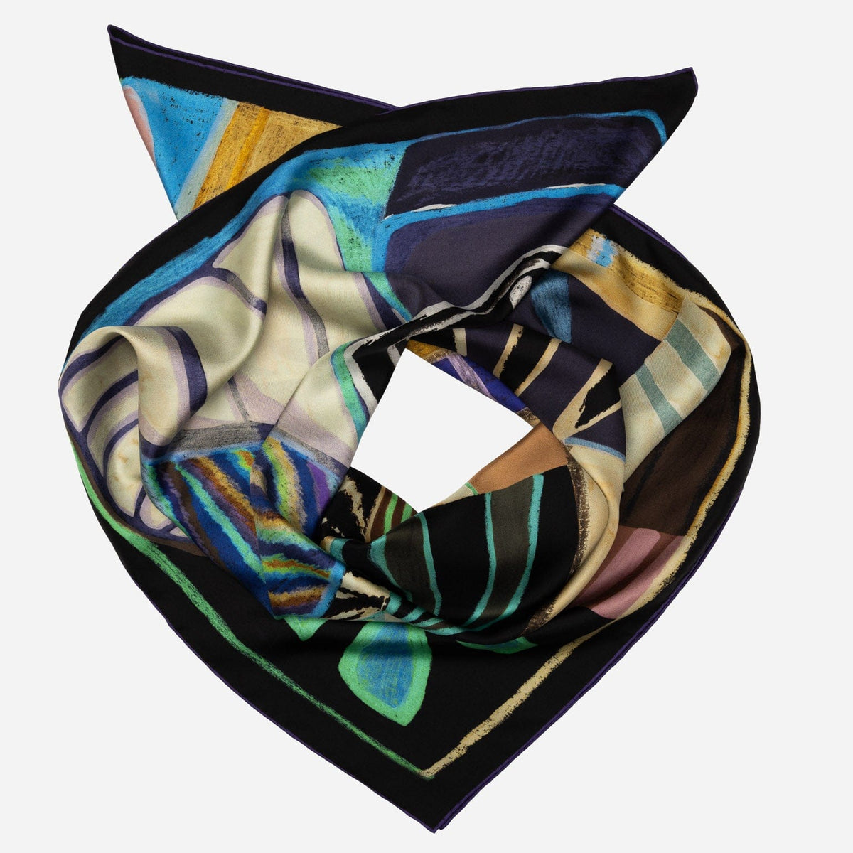 Blue and Plum Italian Silk Square Scarf