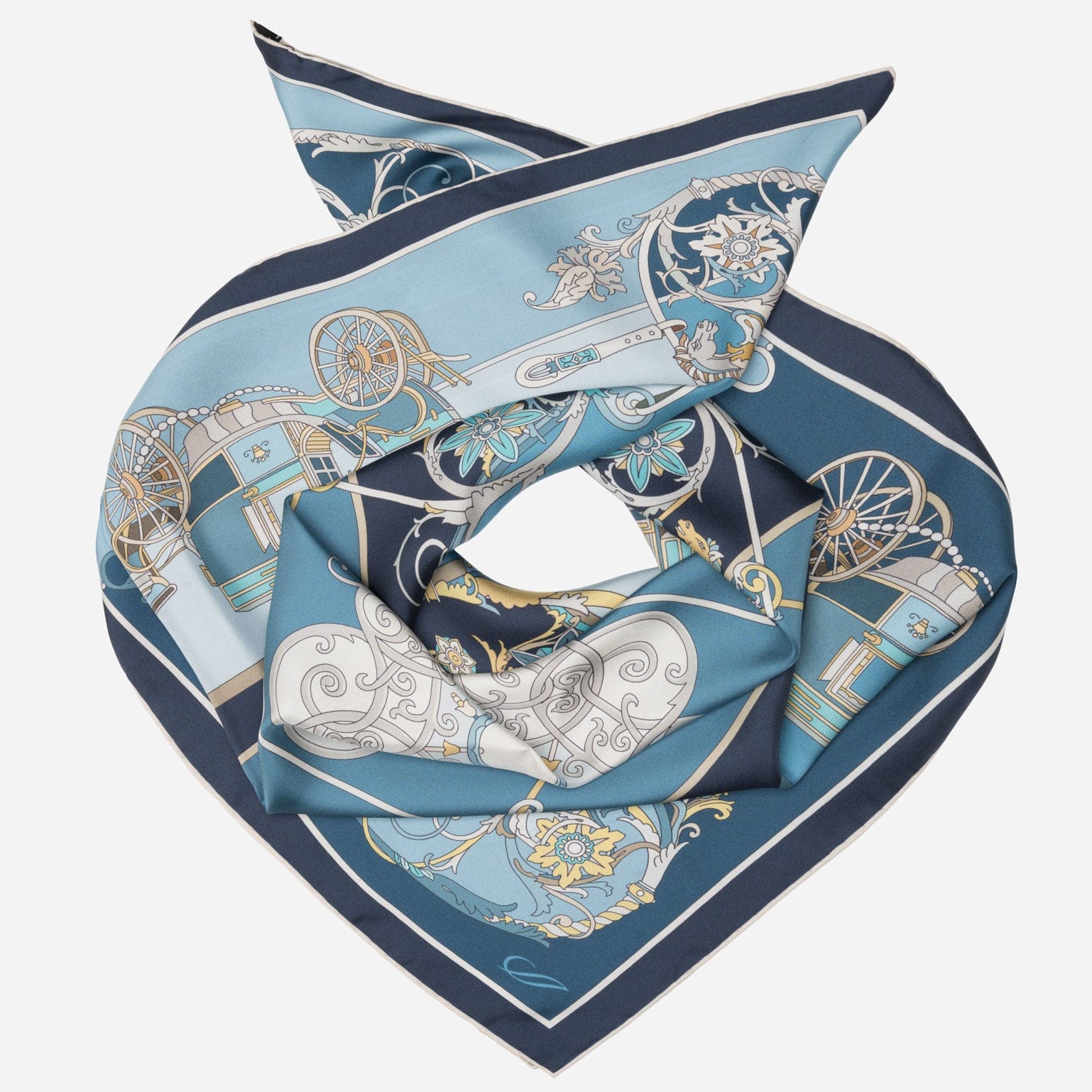 Italian Designer Blue Silk Square Scarf