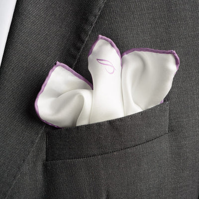 Italian White Lilac Silk Pocket Square