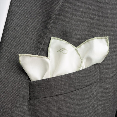 Italian White Sage Silk Pocket Square