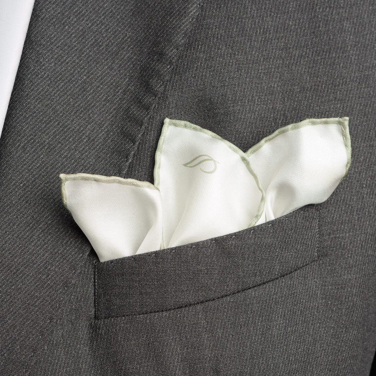 Italian White Sage Silk Pocket Square