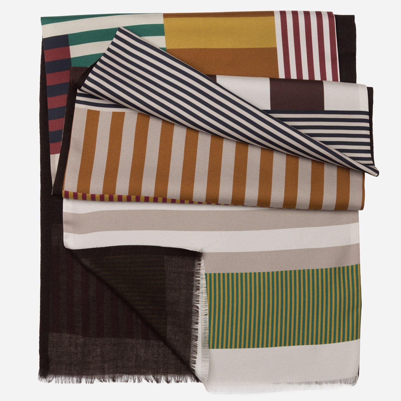 Striped Italian Wool Backed Silk Scarf