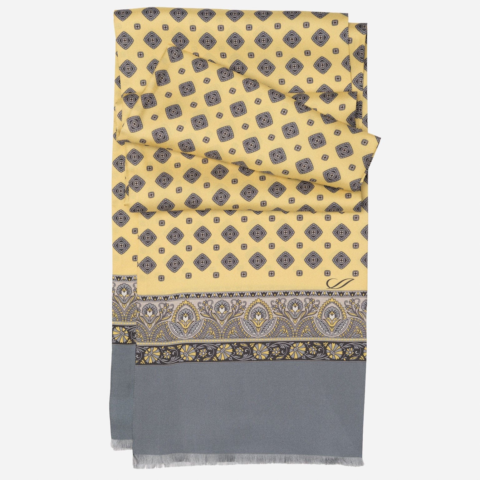 Italian Designer Men's Yellow Silk Scarf