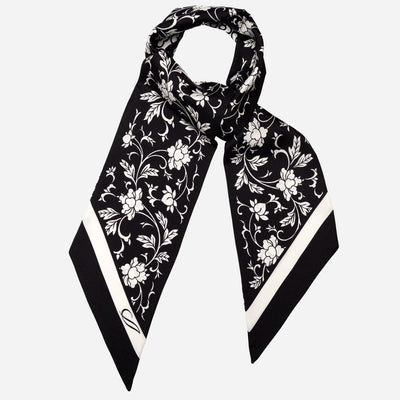 Women's Black Floral Italian Silk Bandeau