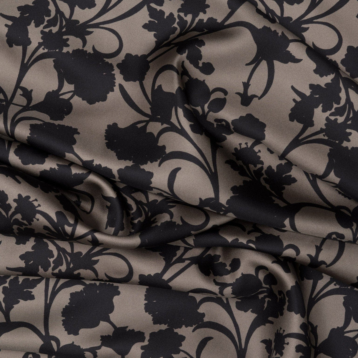 Black Floral Italian Silk Evening Shawl