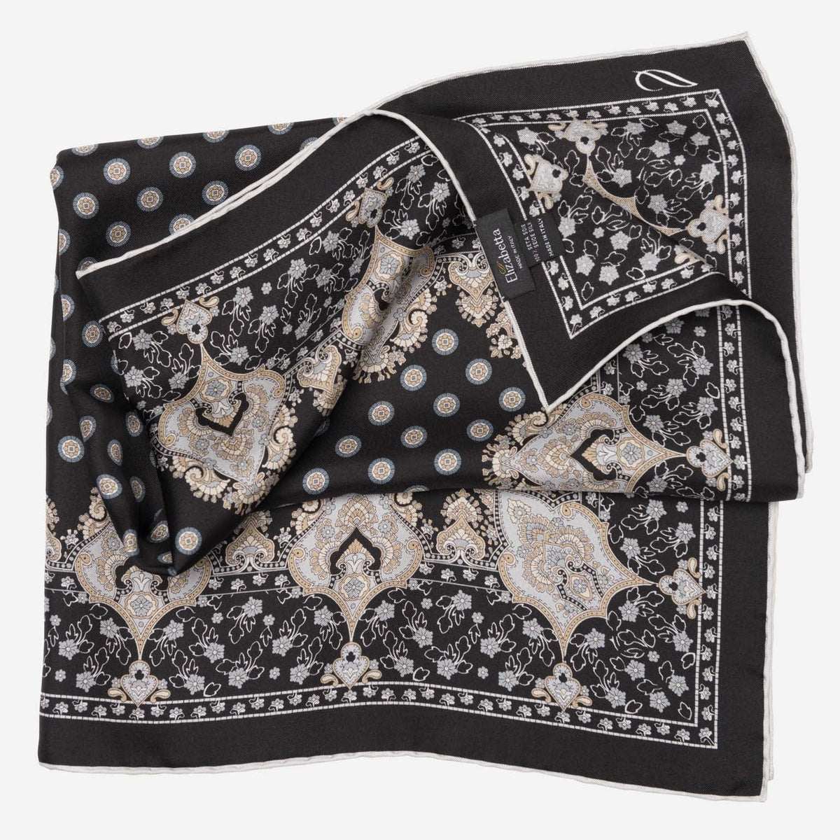 Black Hand-rolled Italian Silk Neckerchief