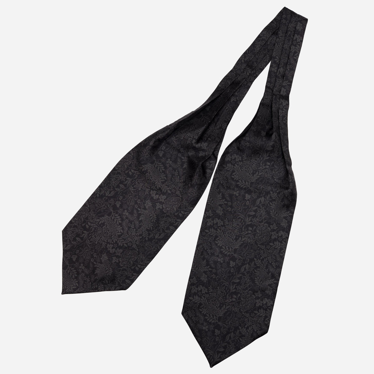 Floral Black Italian Silk Ascot Tie