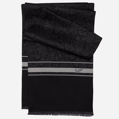 Italian Designer Men's Black Silk Scarf