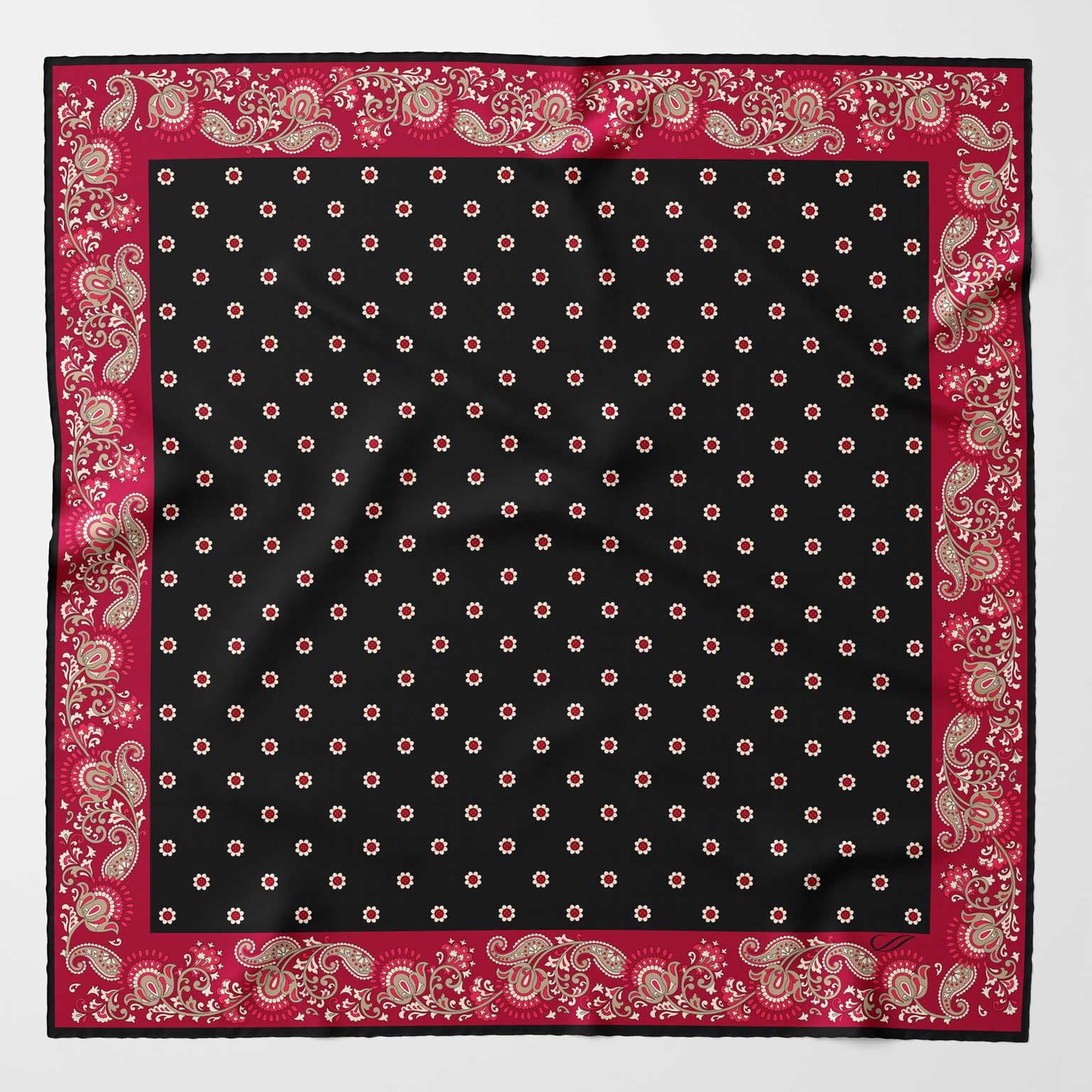 Black and Red Silk Pocket Square
