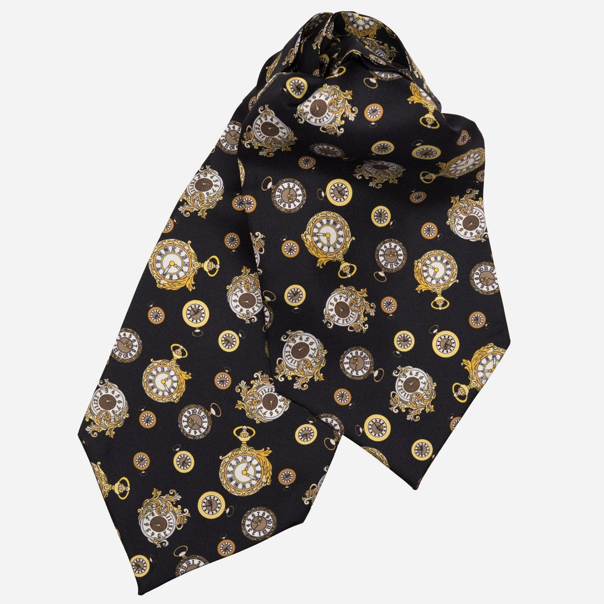 Italian Black Silk Ascot Tie Day Cravat